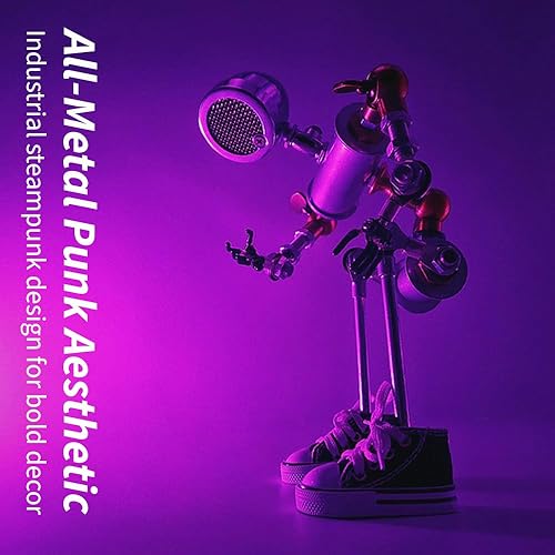 Miniatura 5 de Lámpara de escritorio de guitarra robot, lámpara de tubo de metal ajustable con accesorio de guitarra, decoración Cyberpunk Steampunk, amantes de la