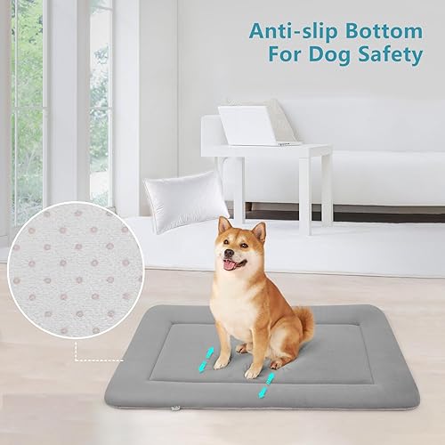 Miniatura 3 de Magic Dog Tapete suave para cama grande, 42 pulgadas, lavable a máquina, con parte inferior antideslizante, color gris