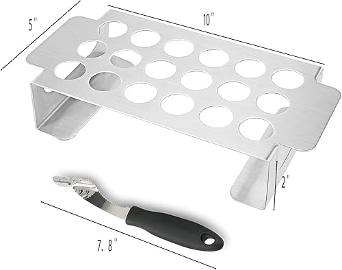 Miniatura 2 de Jalapeño - Rejilla con herramienta de descorazonador, soporte para barbacoa de jalapeño, 18 agujeros de acero inoxidable, asador de alas de pollo