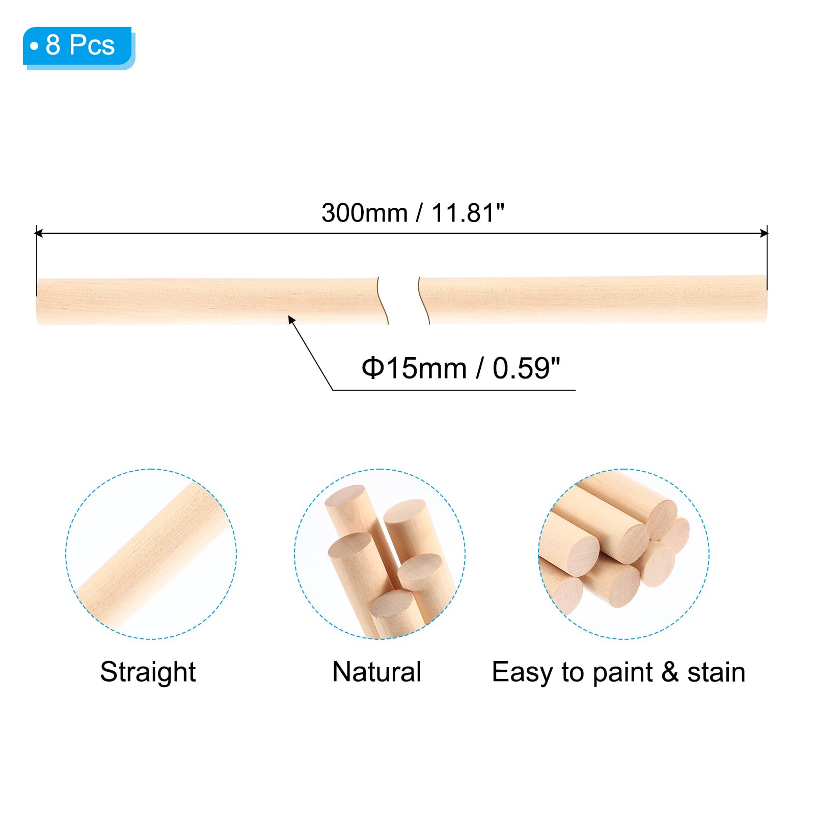 HAUS&DACH Barre Ronde En Bois De Hêtre 30 X 1000 Mm, Lisse – 1 Pièce En Bois De Hêtre Pour Bricolage, Baguettes Rondes