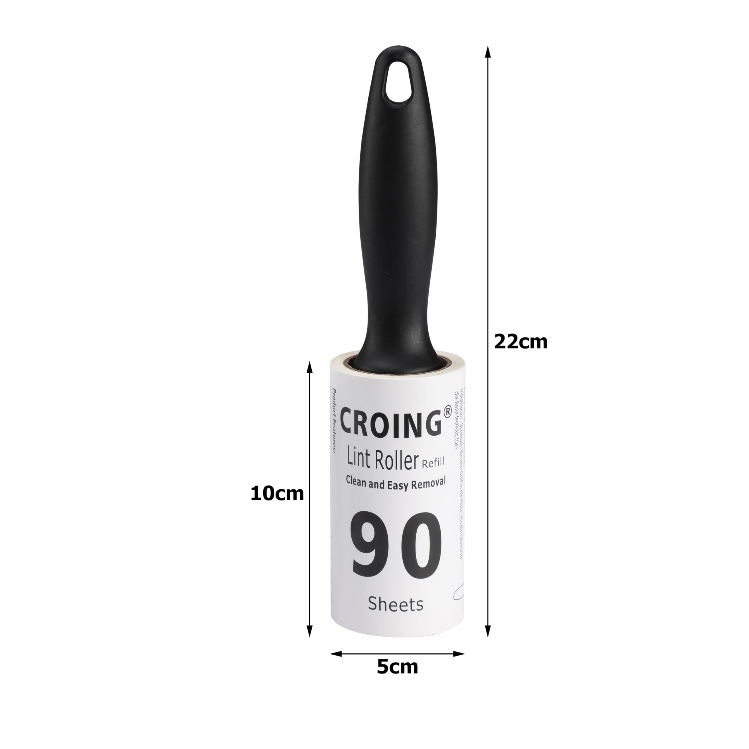 CROING Lint Roller, 270 Sticky Sheets, Lint Remover, Pet Hair Remover, Cat Hair Remover, Sticky Roller for Clothes - Image 2