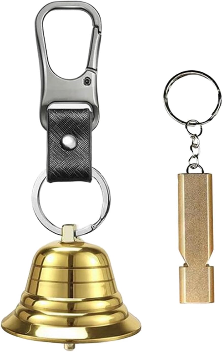 Oshhni Loud Bear Bell Set Hiking Gear Emergency Whistle Trekking Gear