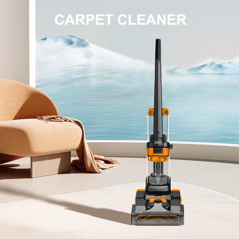 Limpiador de alfombras para el hogar Easy Clean, máquinas limpiadoras de alfombras para escaleras, Lavadora de alfombras con Barras de Cepillo giratorias Dobles de Limpieza Profunda