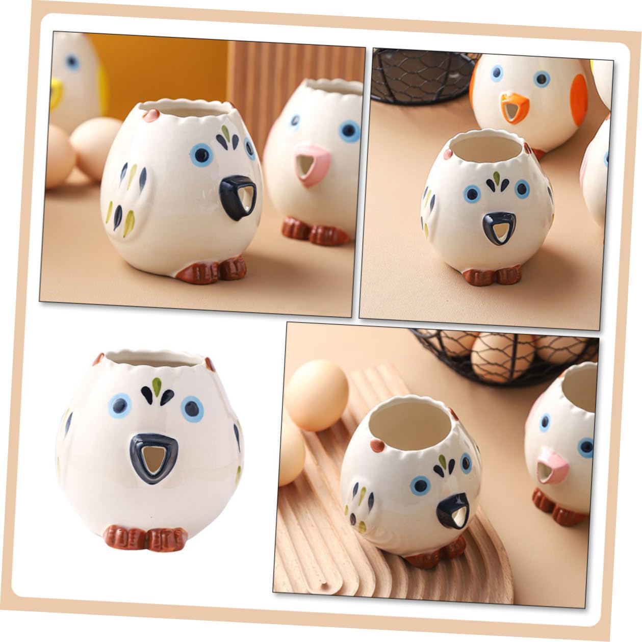 Generic Ceramic Egg Yolk Separator Kitchen Egg White Divider Tool for Cooking and Baking Use Hand-painted Owl Design for Home Cooking Enthusiasts