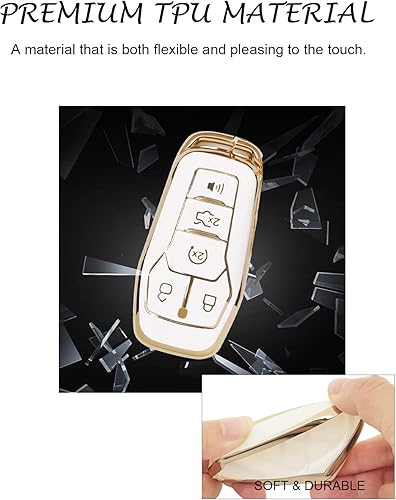 Miniatura 5 de for Ford Key Fob Cover Compatible with Explorer Edge Fusion MKZ MKC MKX 5 Buttons, Soft TPU Shells with Car Sticker