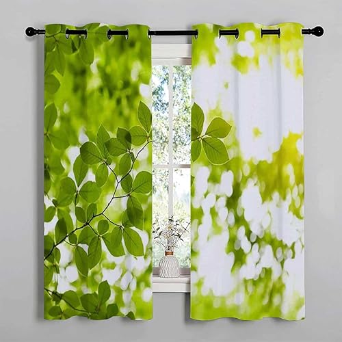Miniatura 3 de Cortinas para Habitacion Cortinas para Habitacion blackout con hojas verdes, cortinas divisoras de habitación para Ventanas de Cuarto de 63 pulgadas