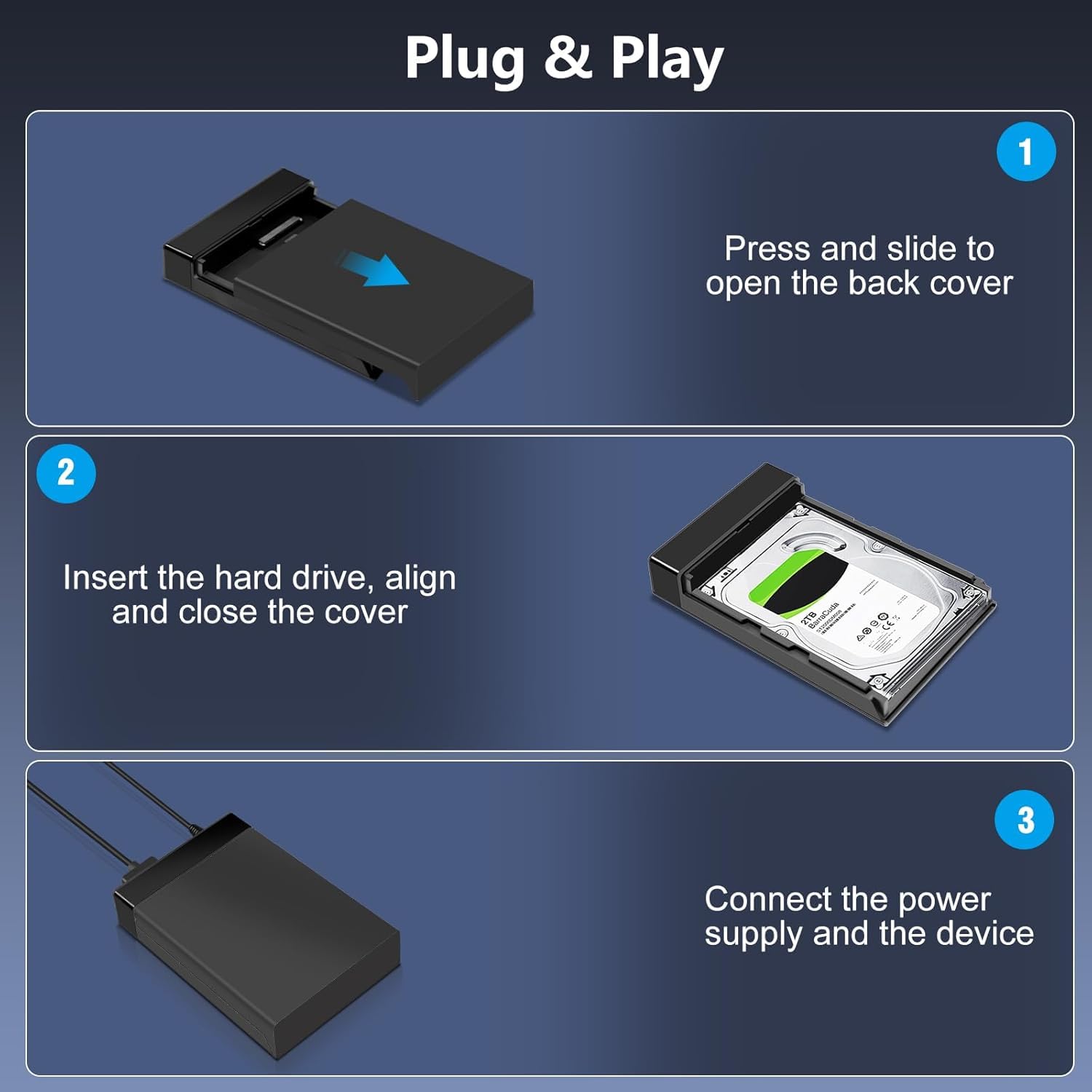 Boîtier de Disque Dur Externe USB 3.0 SATA 3.5" 2.5" 5 Gbps UASP 16 To