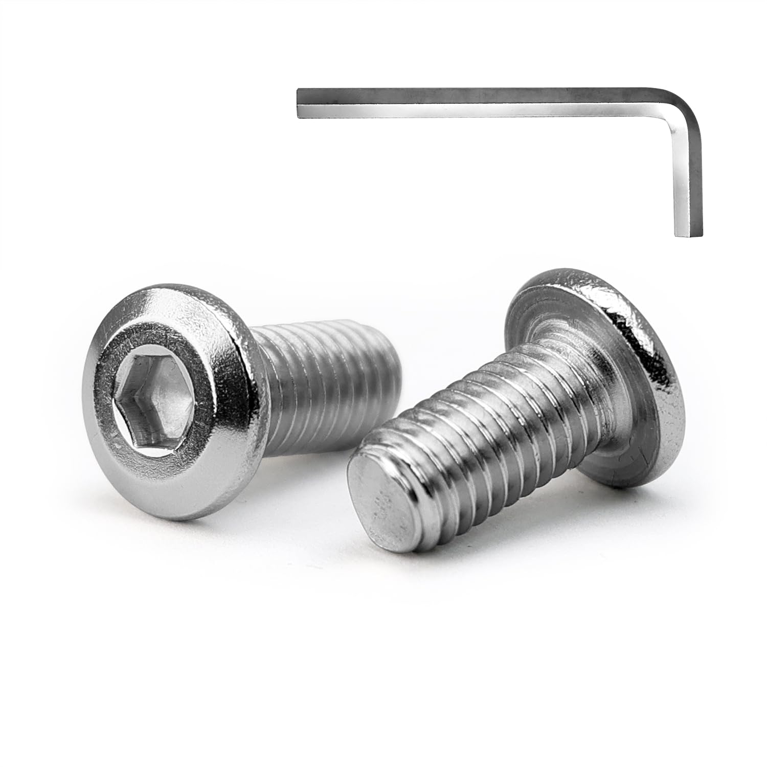 MINHER M6 x 16mm 20Pcs Flat Head Hex Socket Cap Screws Bolts, Furniture Bolts, 304 Stainless Steel 18-8, Full Thread (with Hex Spanner)
