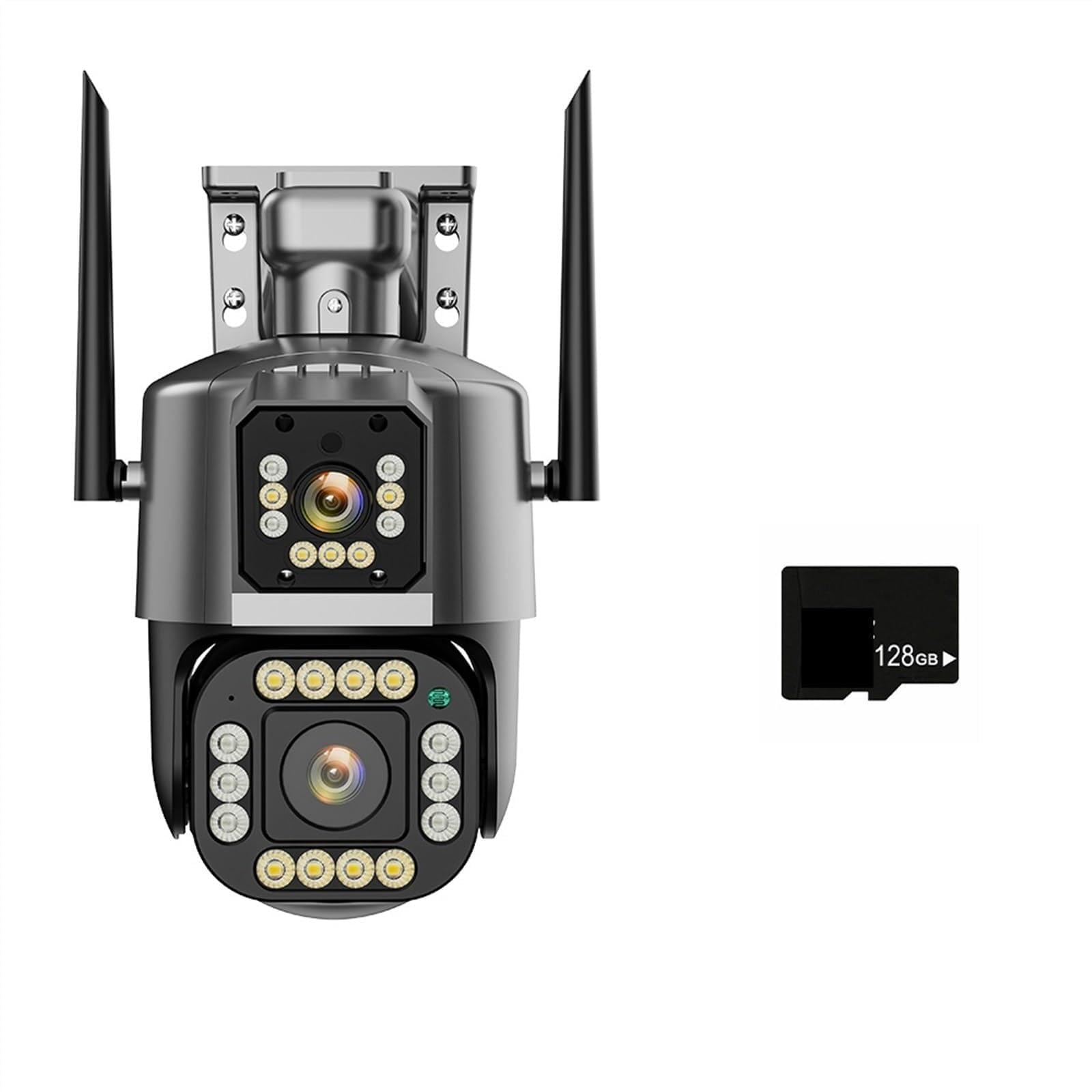 CVFRDD 6K HD IP Camera 16MP 10X Hybrid Zoom Auto Tracking PTZ Camera Outdoor Four Lens Three Screen Security Cam 4K Surveillance(4K Camera Add 128G)