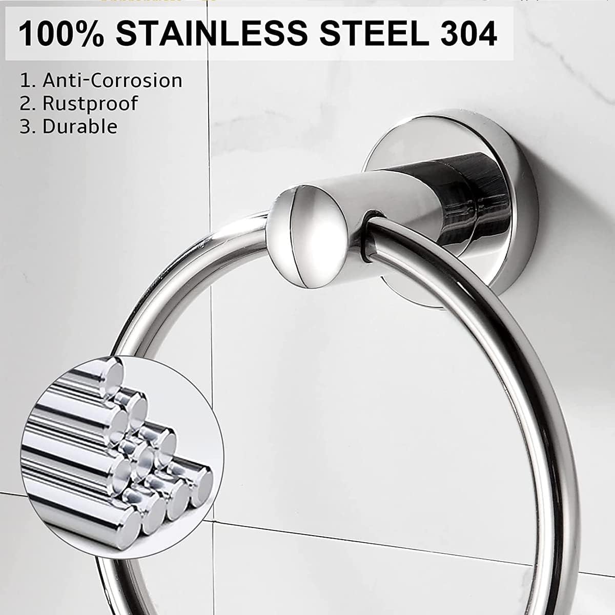 Stainless Steel Towel Ring - Bath Towel Holder Hand Towel Ring 6.29 in/16 cm, Hanging Towel Hanger Bathroom Accessories (Classic)