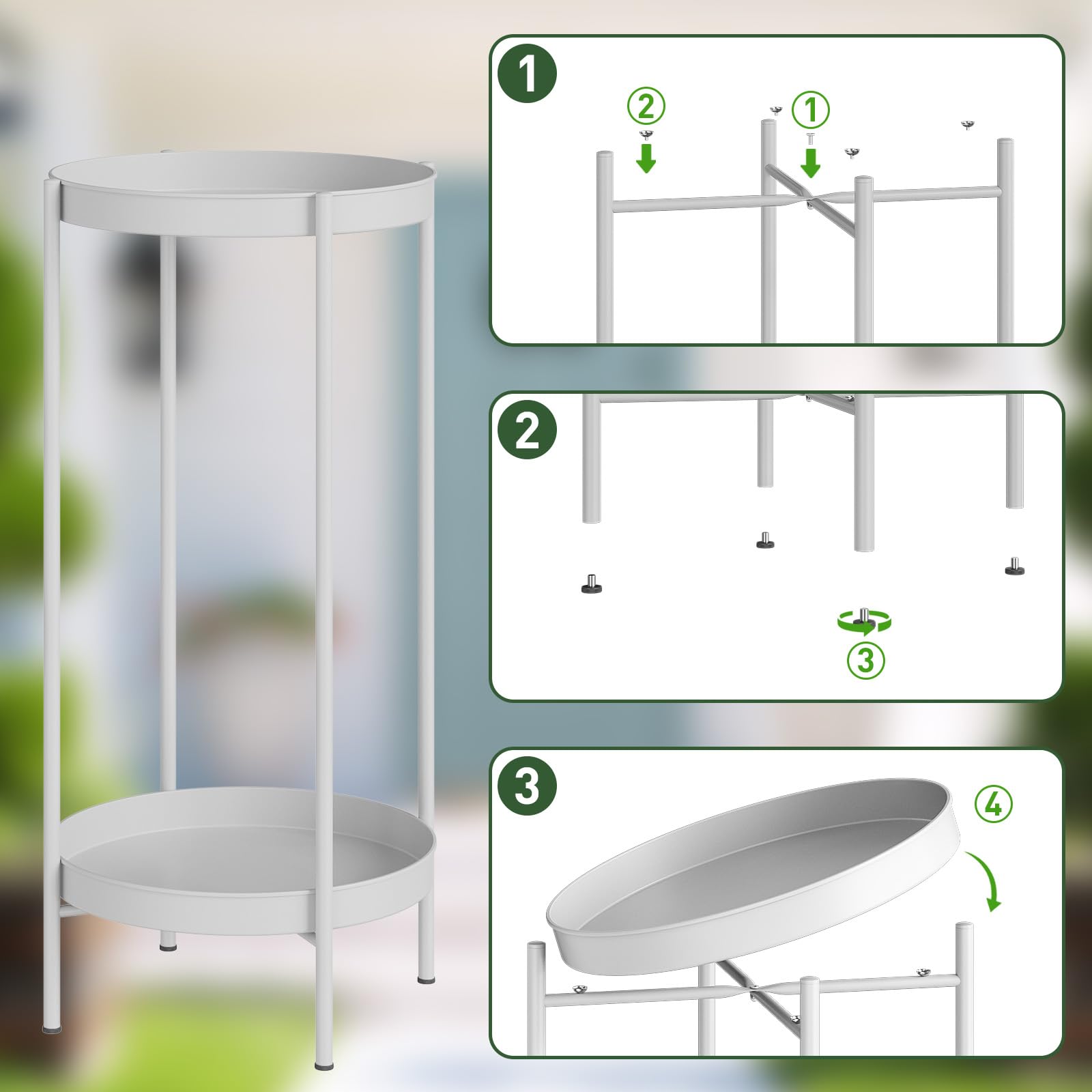 JANE EYRE Supporto piante 2 livelli, Portavaso metallo per interno esterno | Scaffale antiruggine per vasi di diverse dimensioni. Ideale per casa, giardino, balcone e patio con design elegante.
