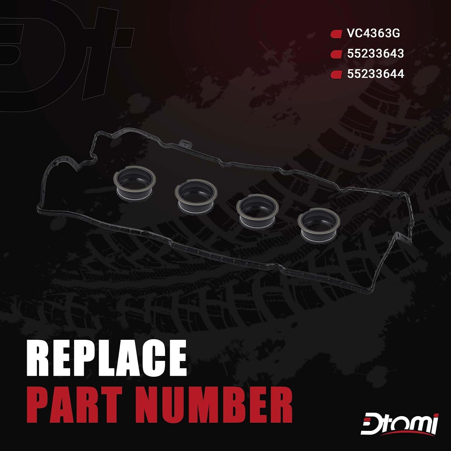 Engine Valve Cover Gaskets Compatible with Fiat Jeep Vehicle 500L 500X 1.4L 2014-2017, Renegade 1.4L 2015-2018 Replaces# VC4363G, 55233643, 55233644