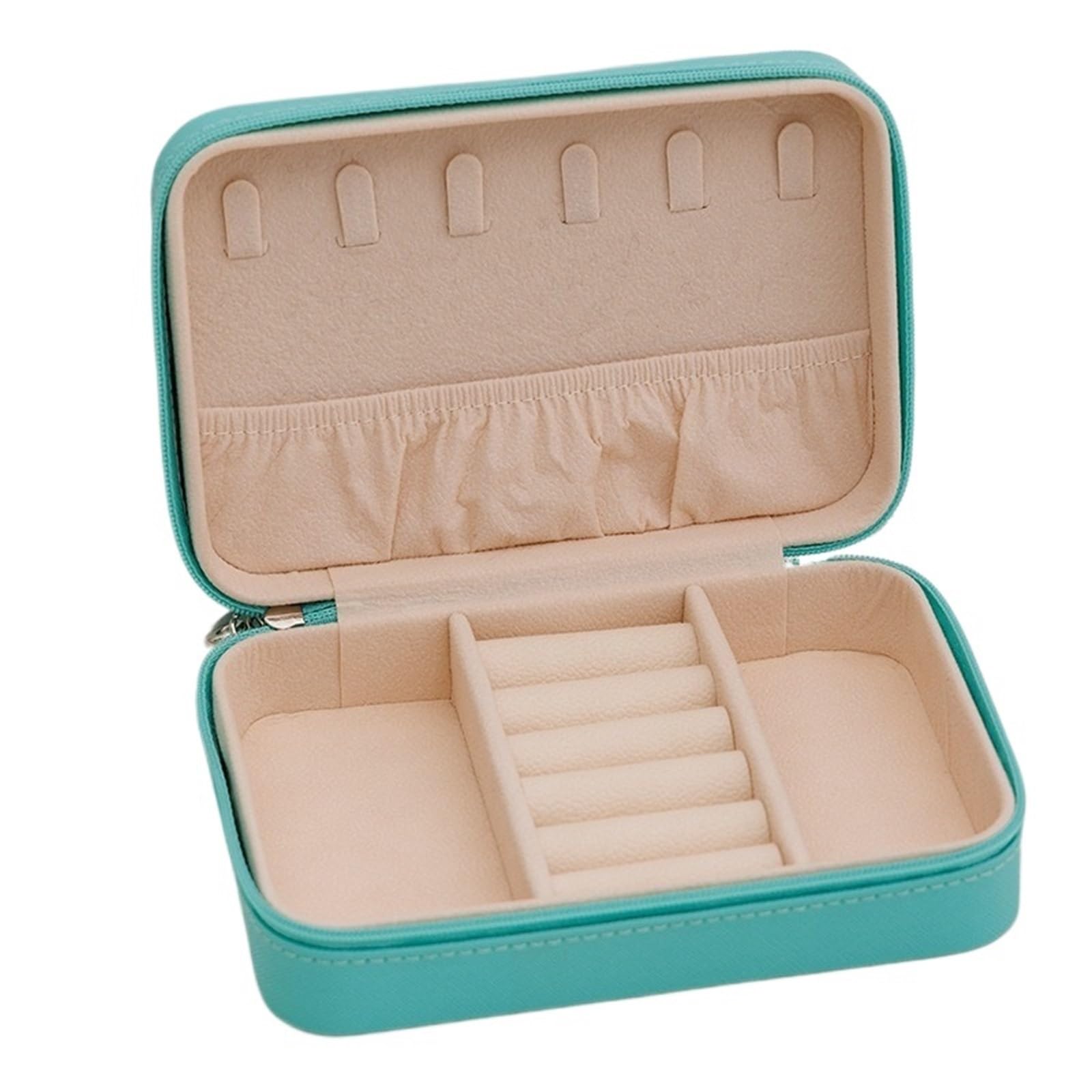 Portagioie Organizzatore di vetrine for Gioielli con Cerniera, portagioie da Viaggio Portatile, in Pelle PU, collane, Anelli, Orecchini(Blue)