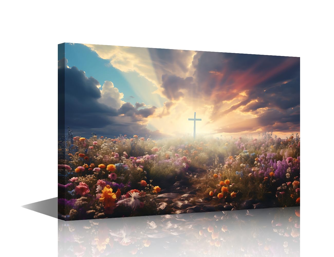 Wall Decorations for Living Room Christian Jesus Cross Prints Wall Art Large Wall Decor 1 Piece Wall Artwork Framed Wall Art Outdoor Natural Landscape Canvas Painting Wall Art Decoration 18x12 in