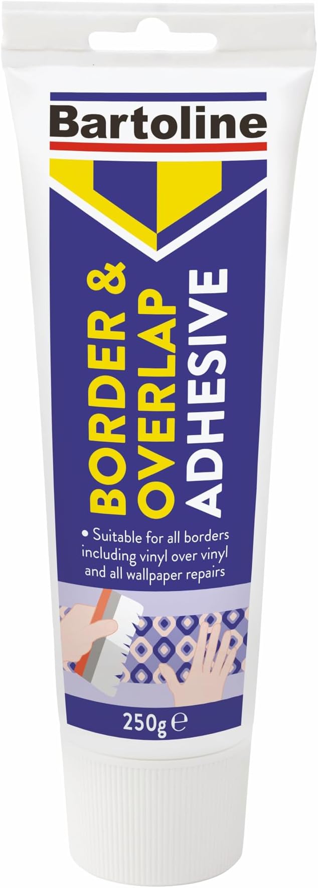 Bartoline Border & Overlap Adhesive 250g,for 10m Border Wallpaper Adhesive for Decorative Borders & Vinyl, Fixes Seams & Repairs Ripped Wallcoverings, Fast-Drying & Strong Hold