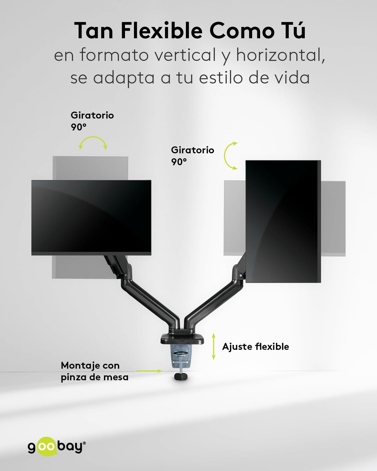 Soporte para 2 monitores Gas 17-32" inclinable Giratorio VESA hasta 9 kg