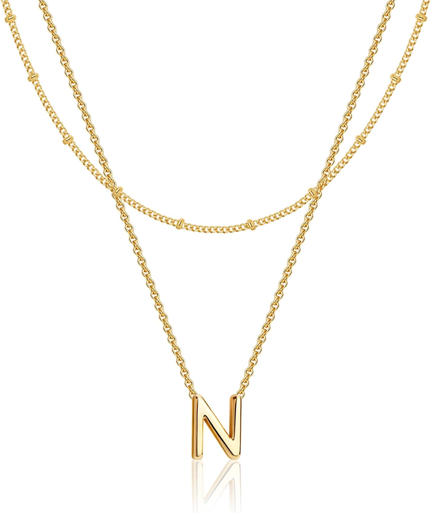 Initial Necklaces for Women 14K Gold Silver Plated Letter Jewelry Non Tarnish Layered Dainty Cute A-Z Pendant Choker Necklace Waterproof Trendy Name Necklace Personalized Jewelry Gift for Women