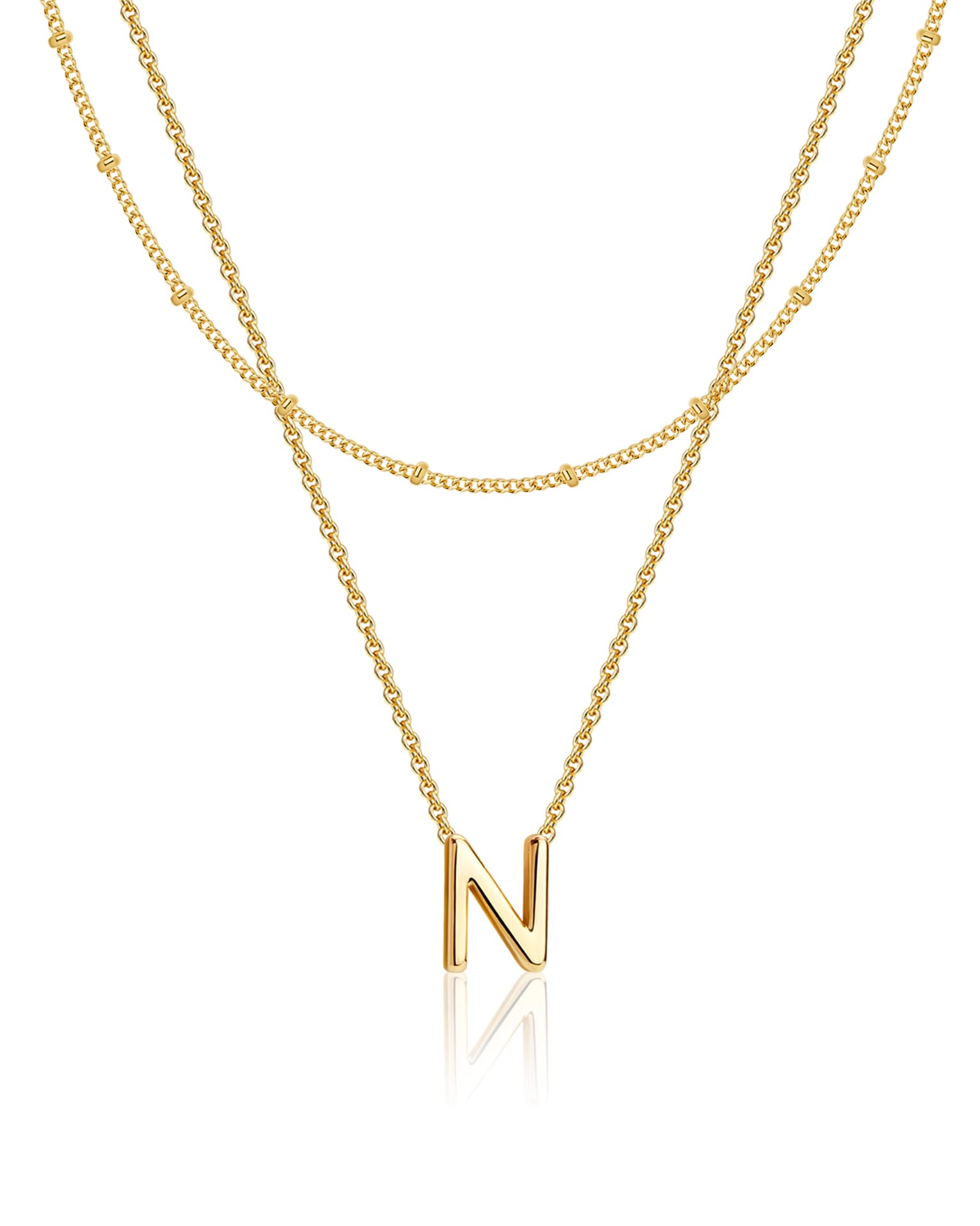 Initial Necklaces for Women 14K Gold Silver Plated Letter Jewelry Non Tarnish Layered Dainty Cute A-Z Pendant Choker Necklace Waterproof Trendy Name Necklace Personalized Jewelry Gift for Women