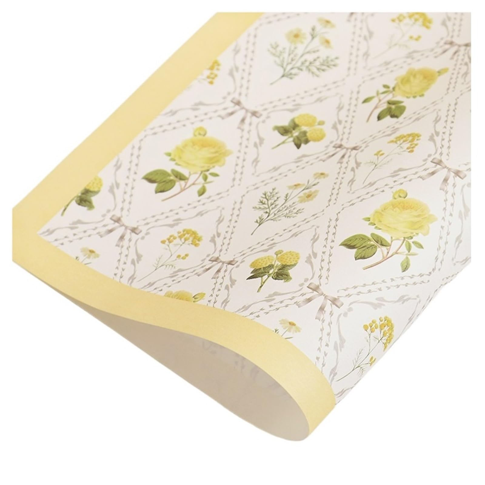 10 Stück Geschenkpapier für Valentinstag, Hochzeit | Einfache Blumen-wasserdichte Baumwollstrauß-Geschenkverpackungsbögen(Yellow)