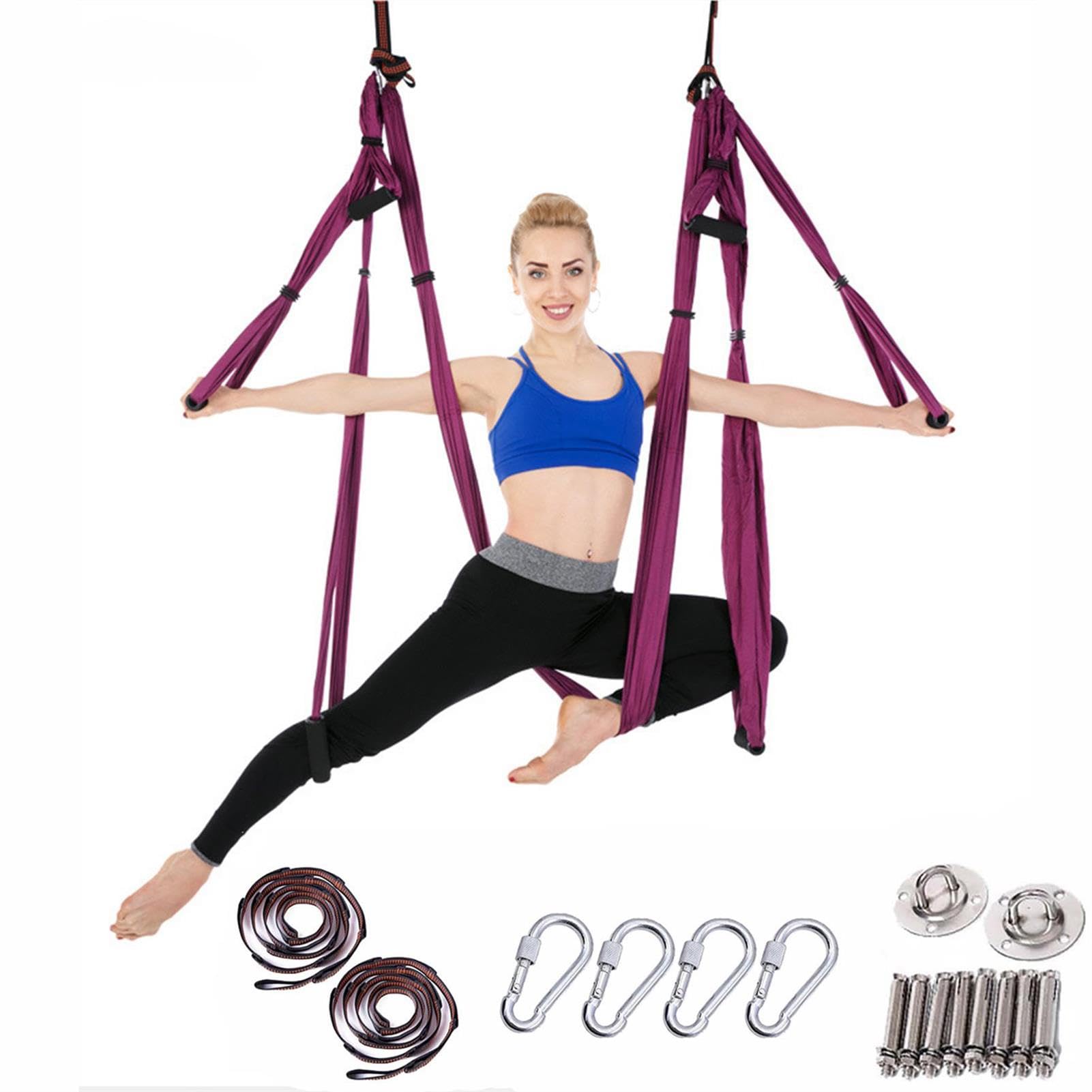 Zestaw huśtawek do jogi z lotu ptaka – trwałe paski fitness do treningów w pomieszczeniach, pilatesu, treningu antygrawitacyjnego