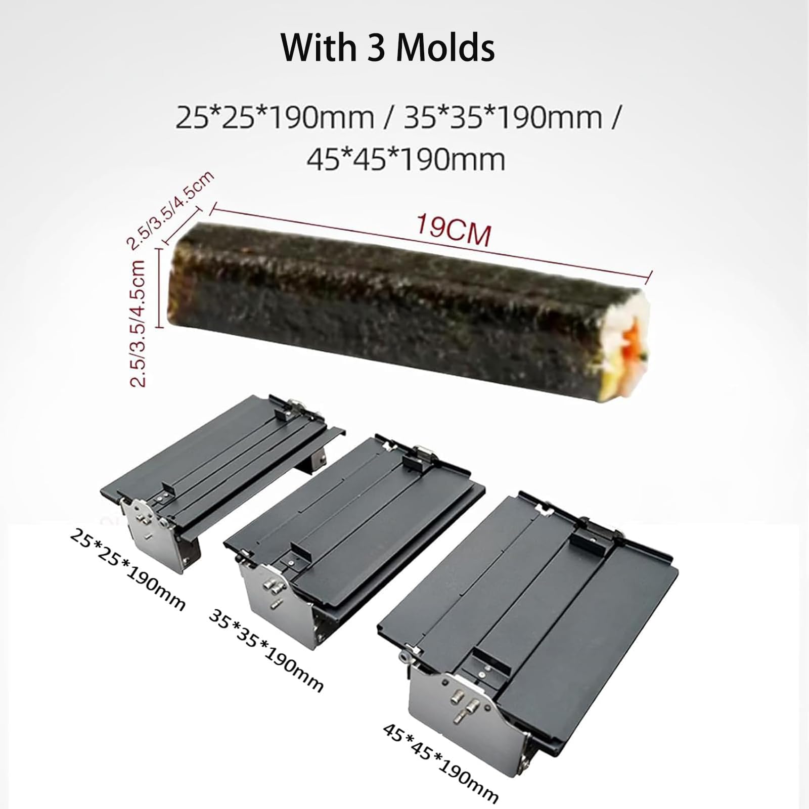 Wałek do sushi, zestaw do robienia sushi ze stali nierdzewnej z formami - stwórz 3-5 rolek sushi w ciągu 1 minuty, do użytku w kuchni domowej