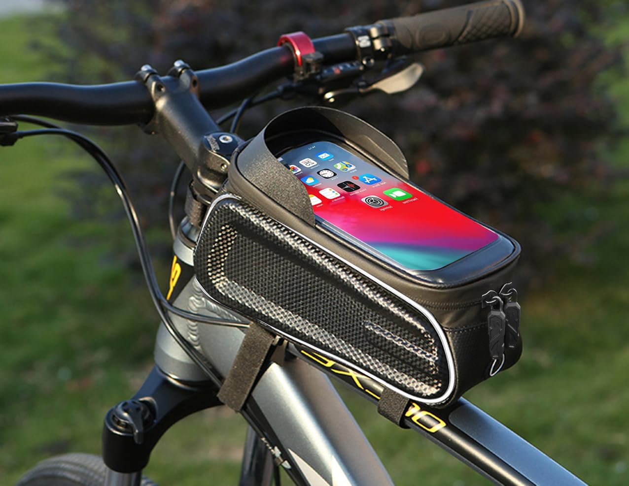 QSPORTPEAK Borsa per telaio anteriore del telefono della bicicletta/della bici, borsa del tubo, sacchetto di ciclismo, impermeabile, accessori della bici
