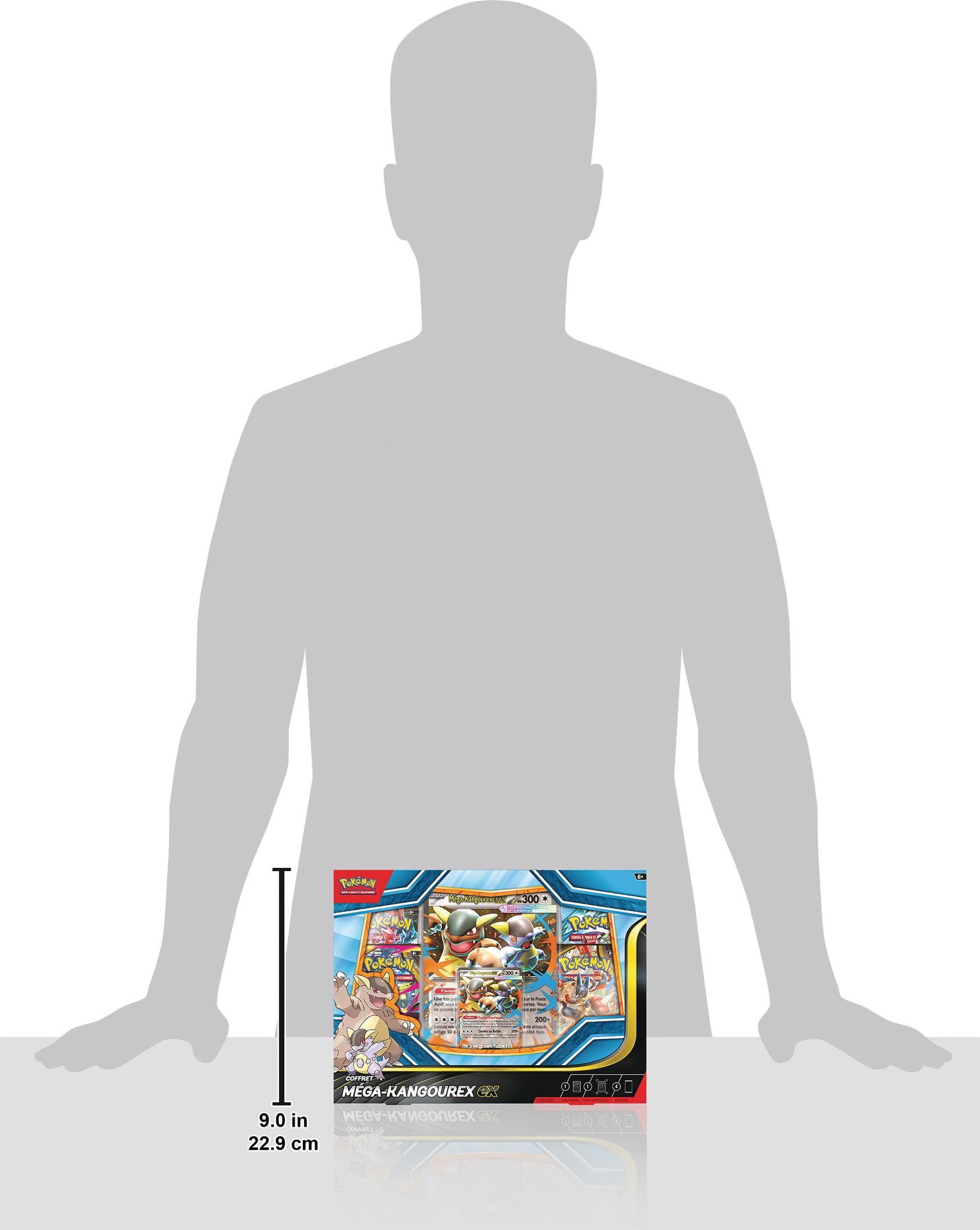 Pokémon : Coffret Méga-Kangourex-ex (1 Carte Promo Brillante, 1 Carte Promo Grand Format lenticulaire et 4 boosters) du JCC Pokémon