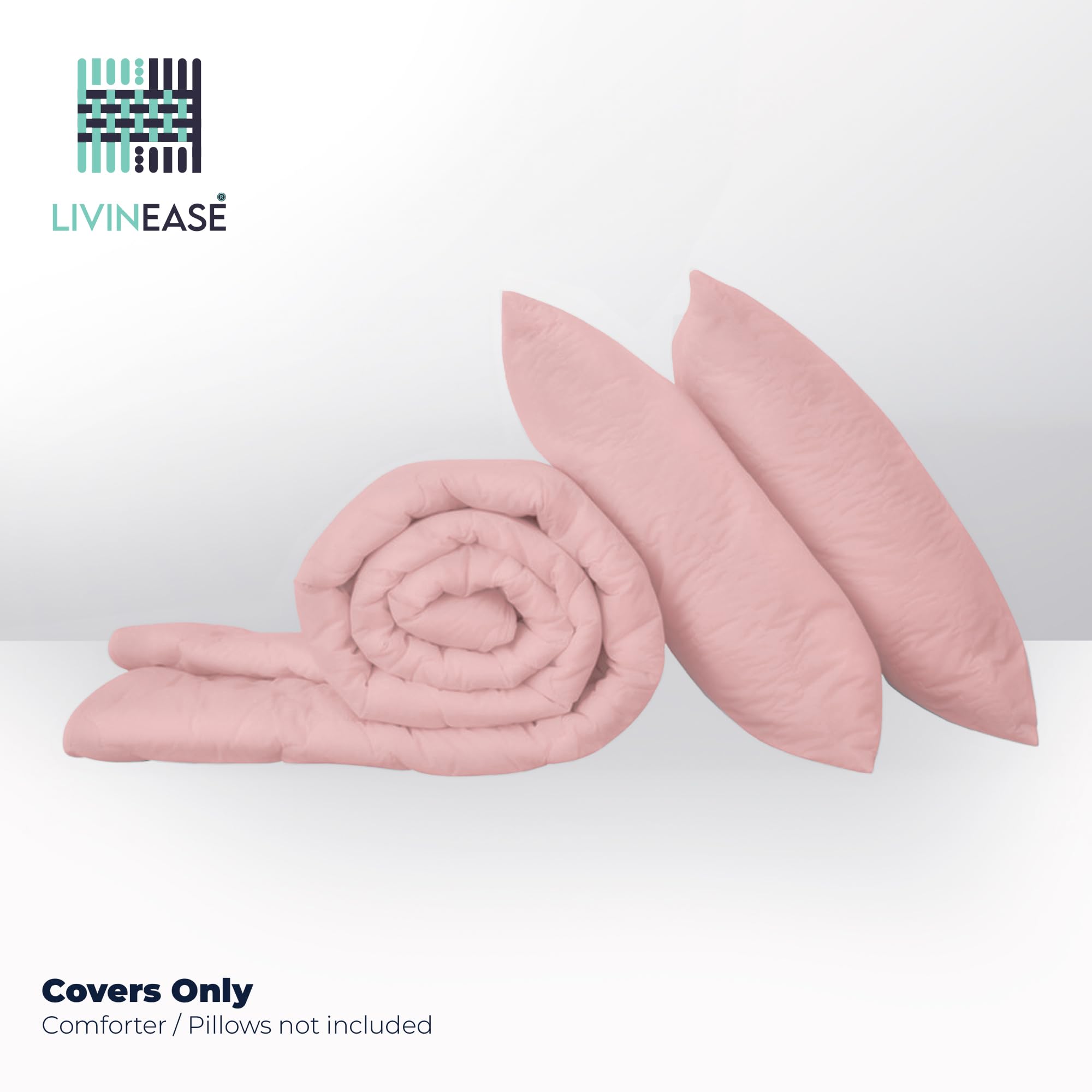 LivinEase Set Copripiumino Matrimoniale 240x220 CM con 2 Federe 65x65 CM in Microfibra Ultra Morbida, Ipoallergenico e Traspirante, Facile da Lavare, Rosa Monocromatico, Design Elegante e Moderno
