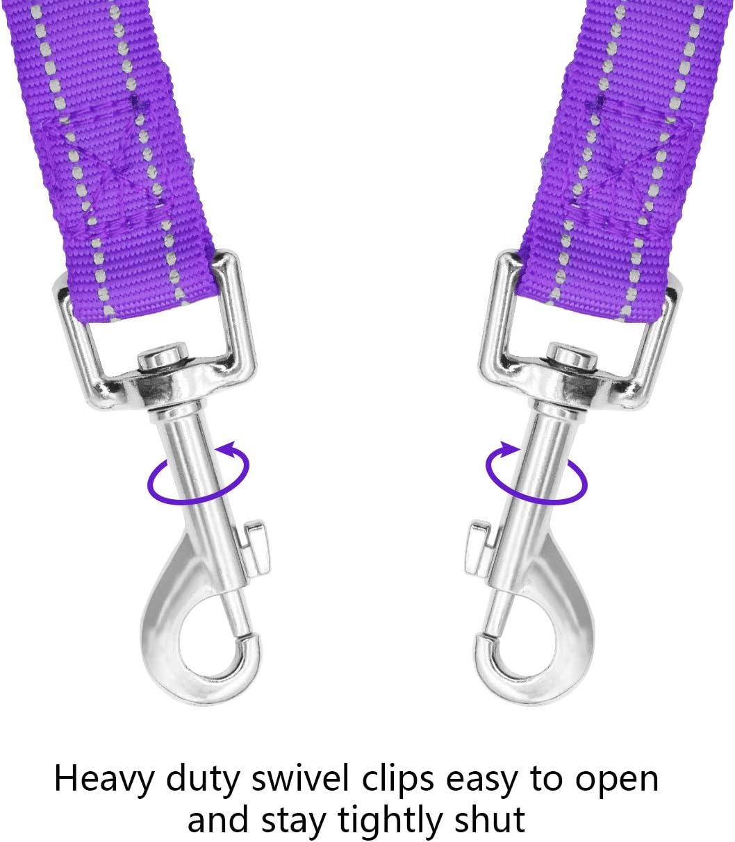 Giecooh Double Dog Leash,Reflective No Tangle Leashes for 2 Dogs,Dual Dog Training Leash for Small Medium Dogs,Purple