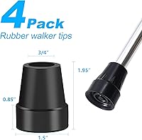 Vista 2 de 4 puntas de caña de 3/4 pulgadas, puntas de caña de goma resistentes, puntas de goma de repuesto antideslizantes para bastones, bastones para caminar