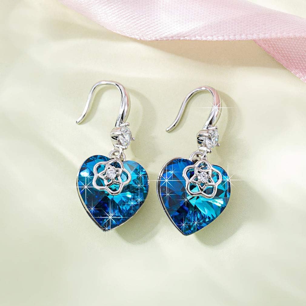 Austrian Crystal Hollow Heart Drop Dangle Earrings for Women Fashion 14K Gold Plated Hypoallergenic Jewelry - Image 7