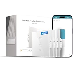 Interruptor Persiana Wifi Sin Neutro Meross Interruptor de Persianas WiFi, Interruptor de Cortina LED Inteligentes, Compatible con Apple HomeKit Siri, Alexa y Google Assistant, Necesita Cable Neutro, Paquete de 4