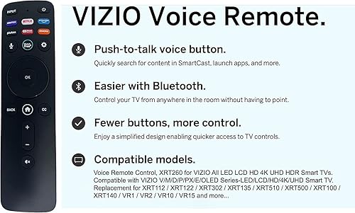 Miniatura 4 de Control remoto de voz OEM XRT260 para Vizio Smart TV 2023 M65QXM-K03 M75QXM-K03 V755M-K03 V705M-K03 D43fM-K04 M50QXM-K01 V505M-K09 V585M-K09