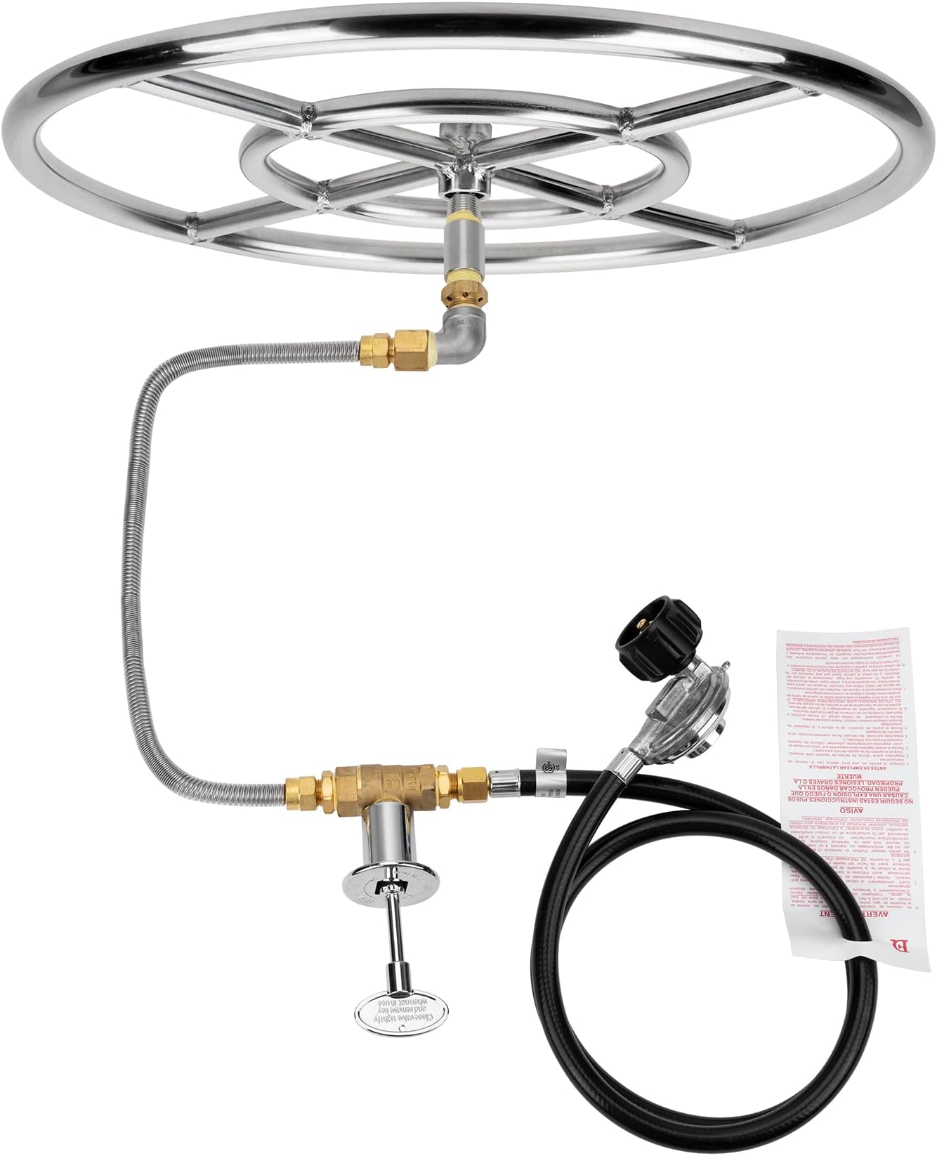 LP Propane Gas Fire Pit Stainless Steel Burner Ring Installation Kit, 18-inch