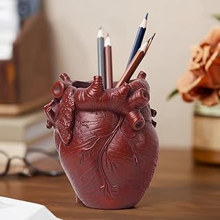 Small Human Heart Organ Shape Pen Holder Home Office Desk Storage Resin ...