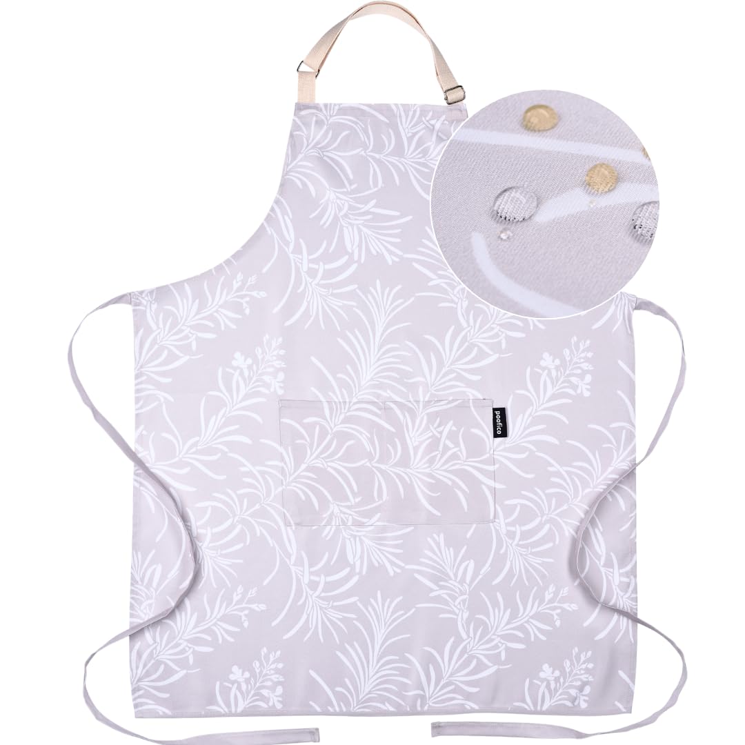 Premium Adjustable Cooking Aprons for Women with Pockets| Poly-Cotton Waterproof Kitchen Apron| Cute Floral Design, Long Ties