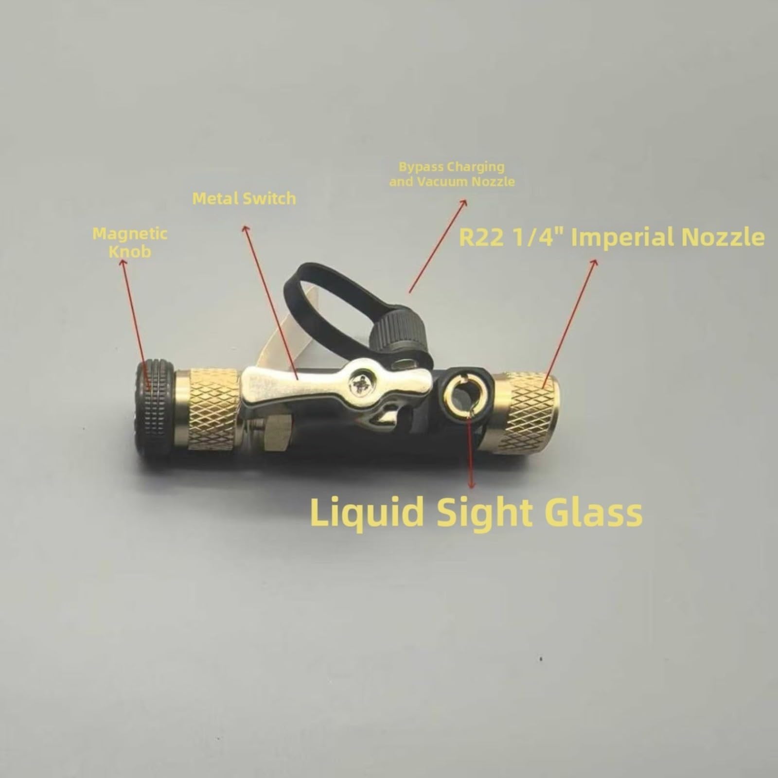 Herramienta de extracción de núcleo de válvula HVAC de 1/4 pulgadas, válvula doble con vidrio de visión, aleación de cobre magnética para sistemas R22/, kit de desmontaje eficiente con 10