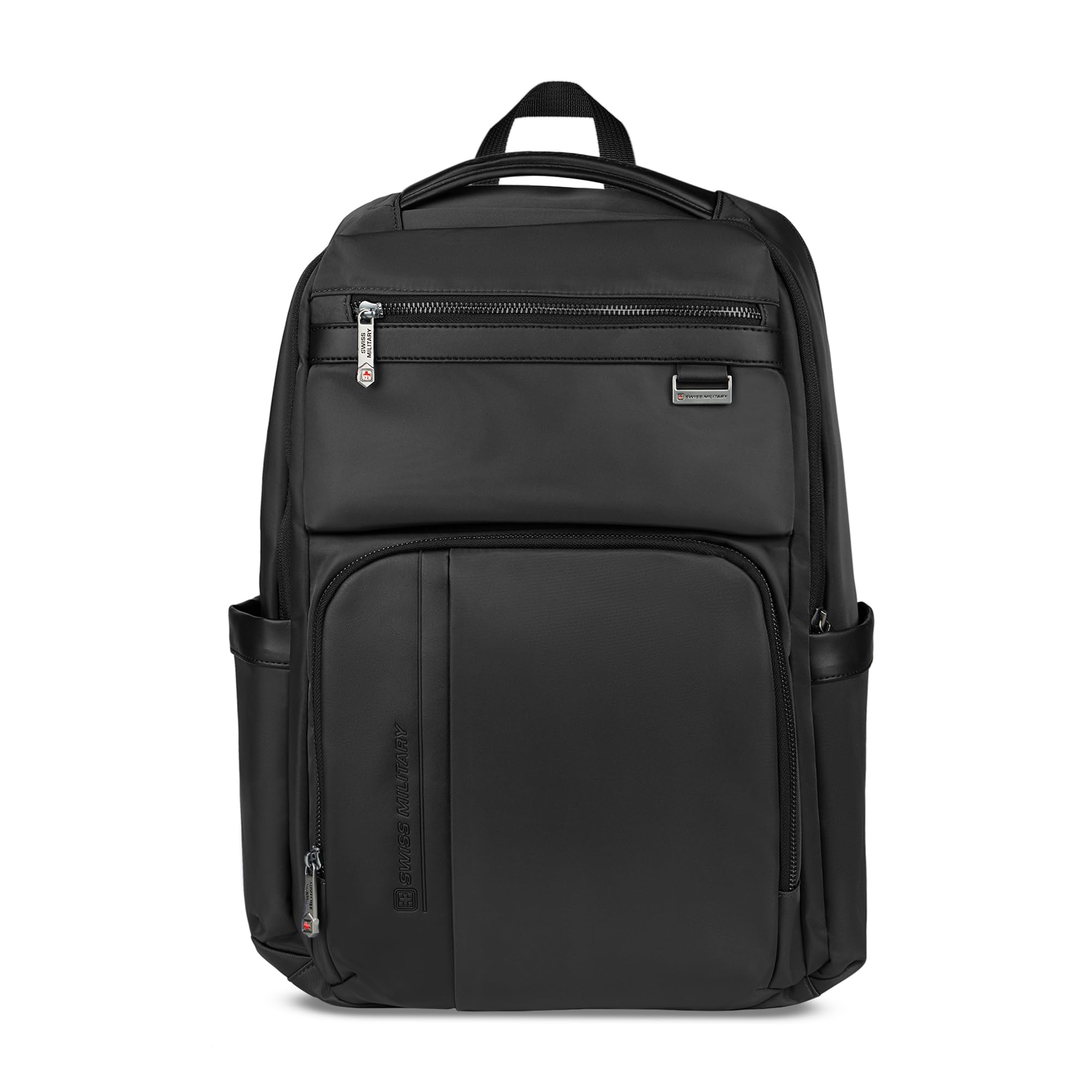 swiss military Black Gold Collection HALO 20L Laptop compartment fits up to 15.6″ laptops with added iPad sleeve & anti-theft Back Quick Access Pocket, Travel-Friendly with Trolley Strap-Black-picture-11