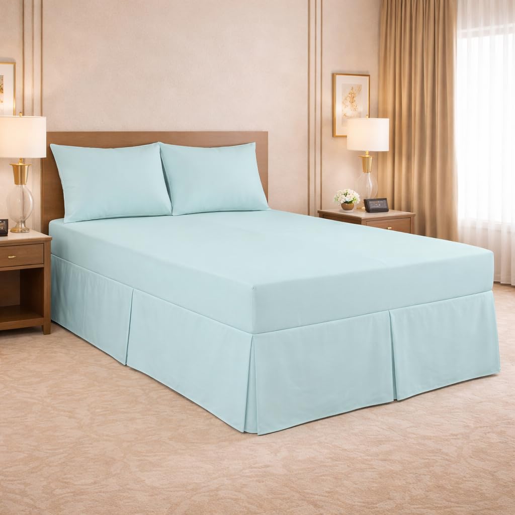ARLINENS Luxury Plain Dyed Poly Cotton Platform Base Valance Sheet in Following Colours and Sizes (KING, DUCKEGG)