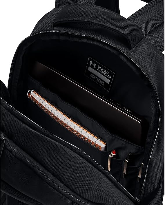 Under Armour Unisex's Hustle 6.0 Backpack, (003) Black/Black/Black, One Size