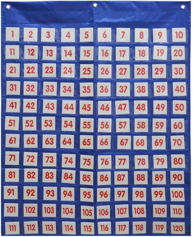 Kruideey Hundreds Pocket Chart with 130 Number Cards Learning Resources (120 Pockets)