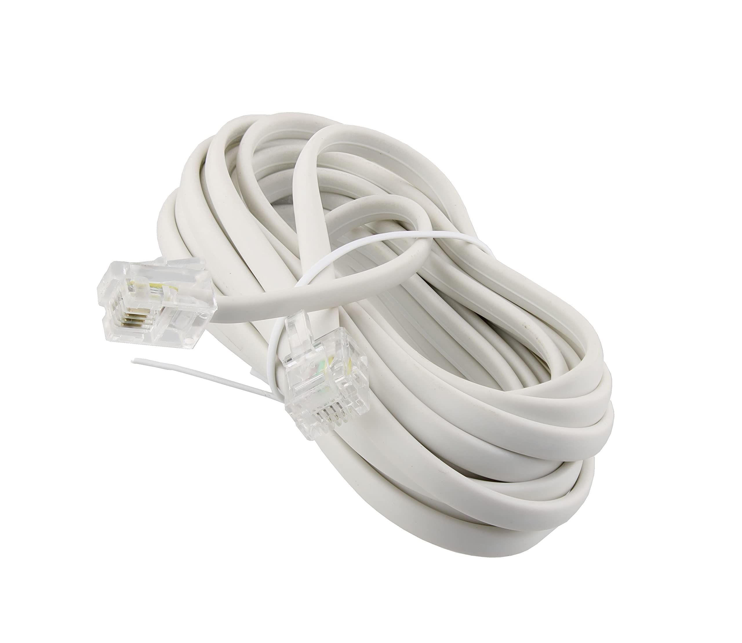 2,5 m lange RJ11-kabel telefoonkabel, 6P4C westernkabel RJ11 naar RJ11-stekker platte kabel telefoonaansluiting modem router fax ISDN DSL VDSL internet, wit, 2,5 meter 2,5 m lange RJ11-kabel telefoonkabel, 6P4C westernkabel RJ11 naar RJ11-stekker platte kabel telefoonaansluiting modem router fax ISDN DSL VDSL internet, wit, 2,5 meter