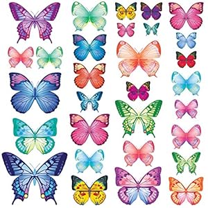 DECOWALL DS9-1302 30 Vibrant Butterflies Kids Wall Stickers Wall Decals Peel and Stick Removable Wall Stickers for Kids Nursery Bedroom Living Room d?cor