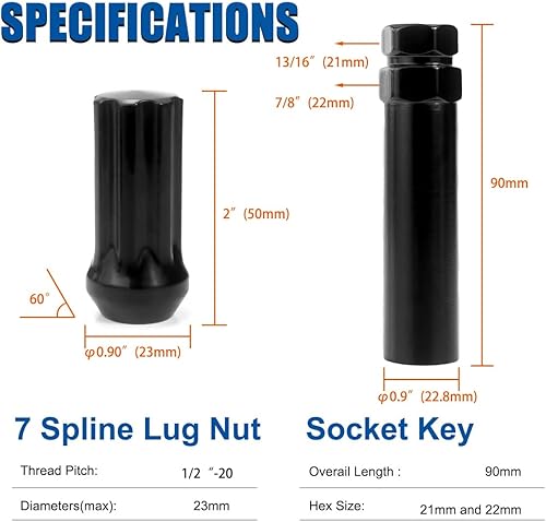Miniatura 2 de GAsupply 20 tuercas de 12-20 de 120 de extremo cerrado, juego de tuercas de espiga de bellota de 34 pulgadas hexagonal cónico asiento 60 grados con