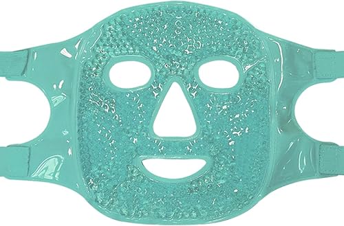 Paquete de hielo facial, máscara facial reutilizable de hielo caliente y frío, máscara de hielo de gel para ojos hinchados e hinchazón, máscara de