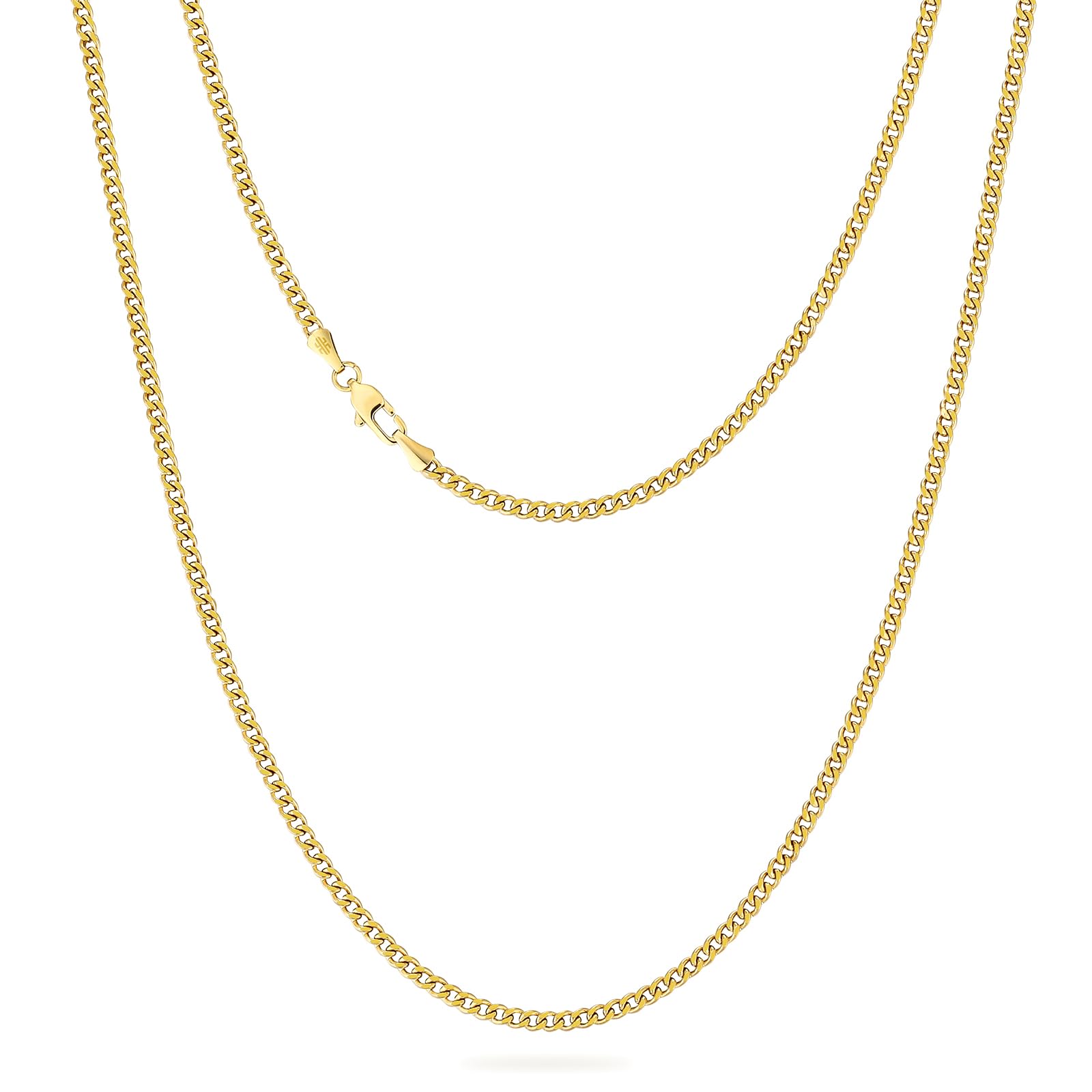 KRKC&CO Men’s Chain Necklace, 14K Gold Plated Stainless Steel Cuban Link Chains 2/3/4/5mm,Anti-Tarnish Nickel-Free Flat-Cut, Thin Gold chain Silver Chain Birthday Valentine's Day G image 1
