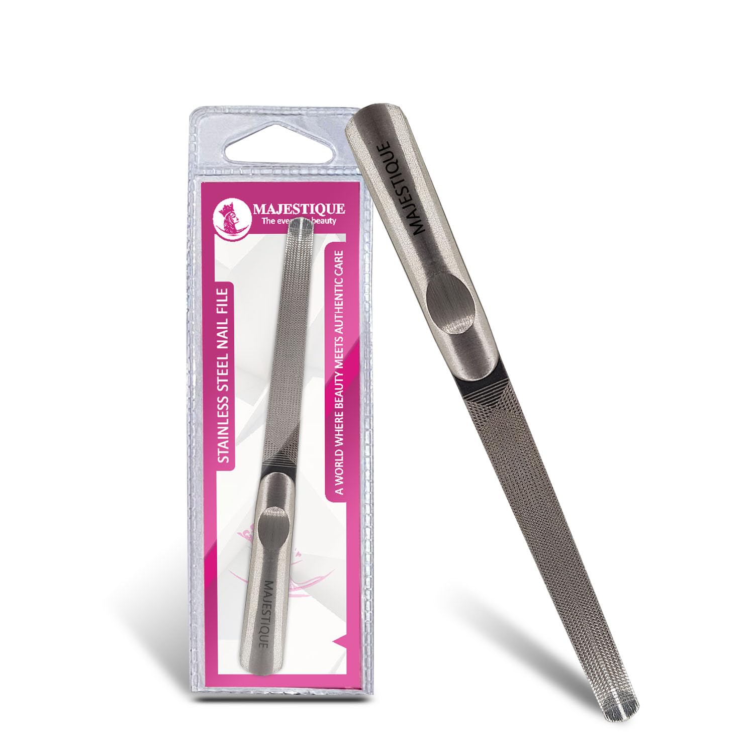 MAJESTIQUE Stainless Steel Nail File | Double Sided Nail Filer | Premium Nail Shaper for Women | Perfect Manicure Pedicure Tool for Girls (Multicolor)-image-14