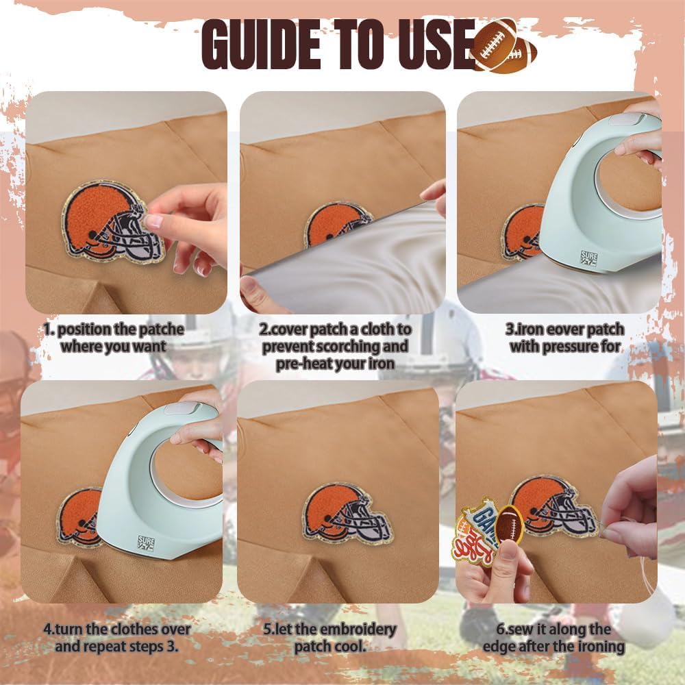 DBChan スポーツアイロン接着フットボールパッチ21個 ラグビーシェニール修復パッチ レター縫い刺繍アップリケ トラッカーハット