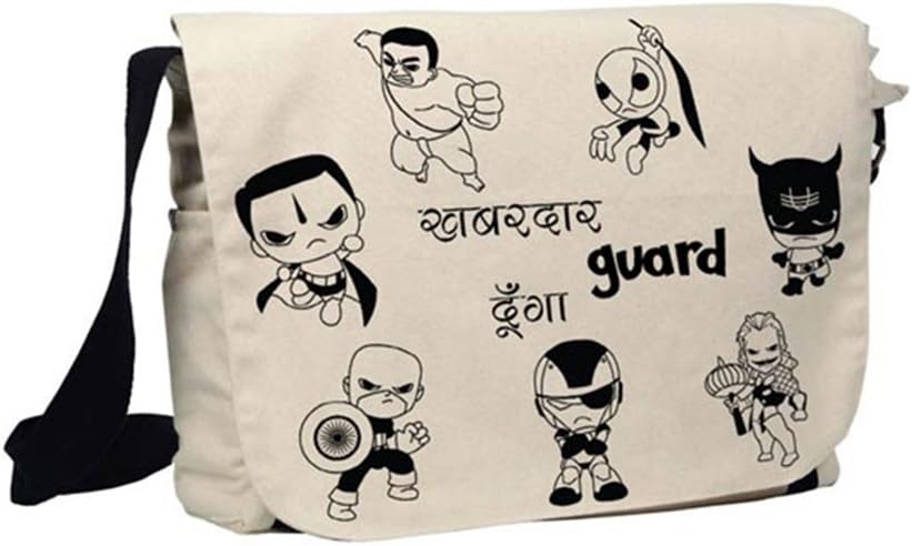 Unisex Cotton Canvas Superhero Territory Sling Bag One Size Black & White