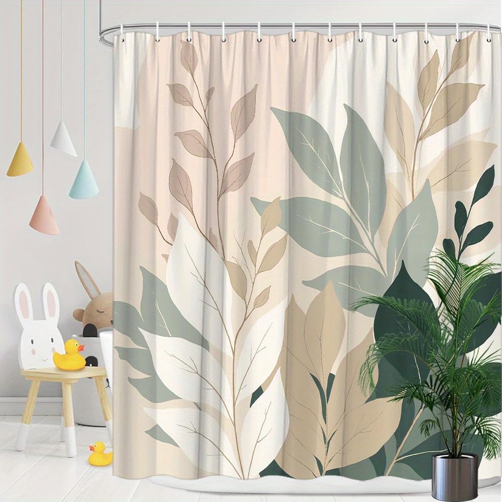 Rideau de douche textile imperméable 140x180 pare-baignoire lavable motif imprimé botanique